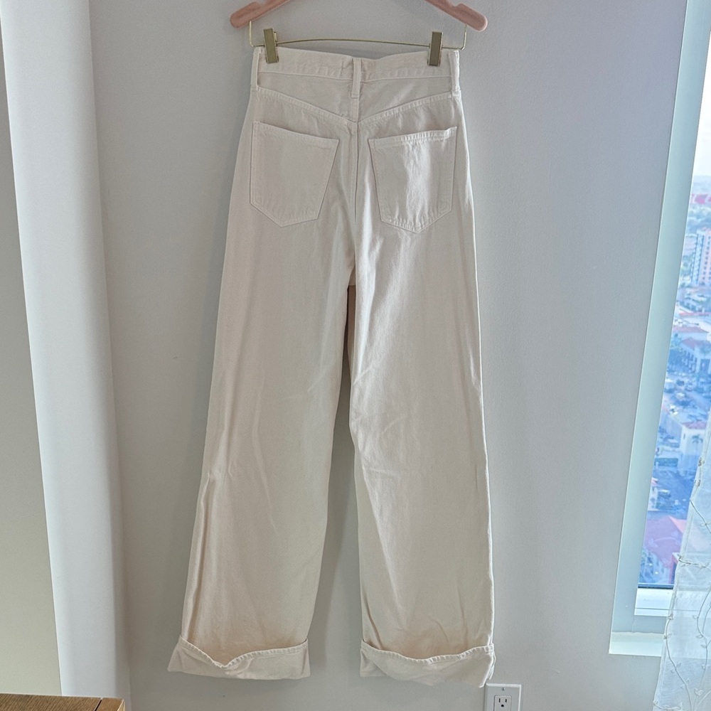AGOLDE Wide Leg High Rise Dame Cuffed Crean Women’s Jeans - Picture 4 of 4